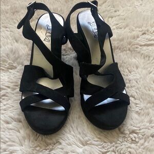 NWOT Black Strappy Sandals with Ankle Strap